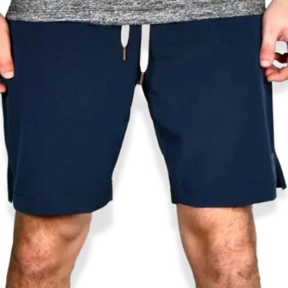 VINTAGE 1946 Board Shorts 4-Way Stretch Quick Dry Pockets Navy Blue Men's M NWT - Picture 1 of 9